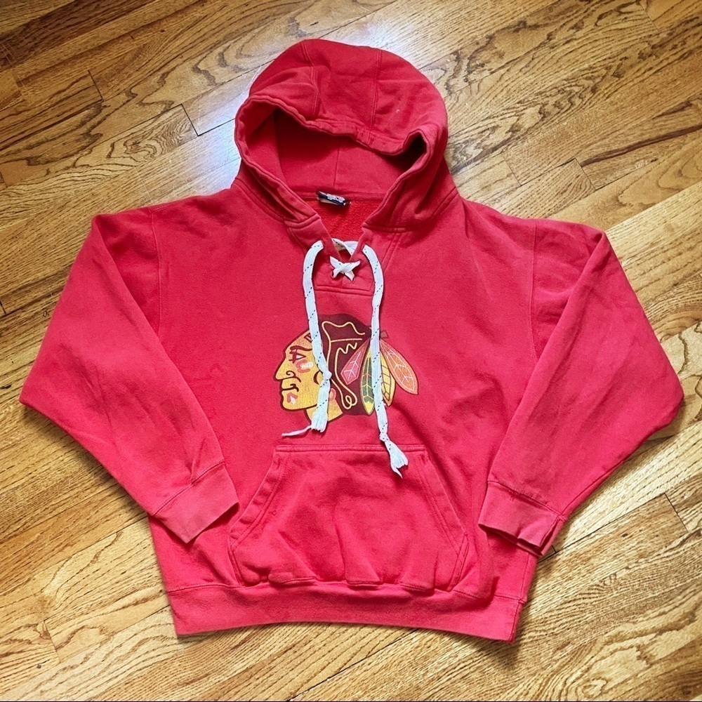 Chicago Blackhawks Bobby Hull #9 Alumni Game Lace Up Hoodie Mens Small NHL